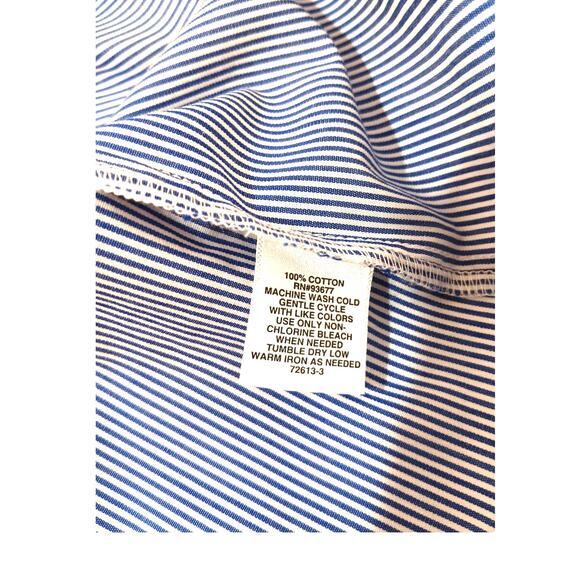 NEW LIZ CLAIBORNE Cotton Blouse Top LG V-Neck Short Flutter Sleeves Blue Crochet - Picture 8 of 10